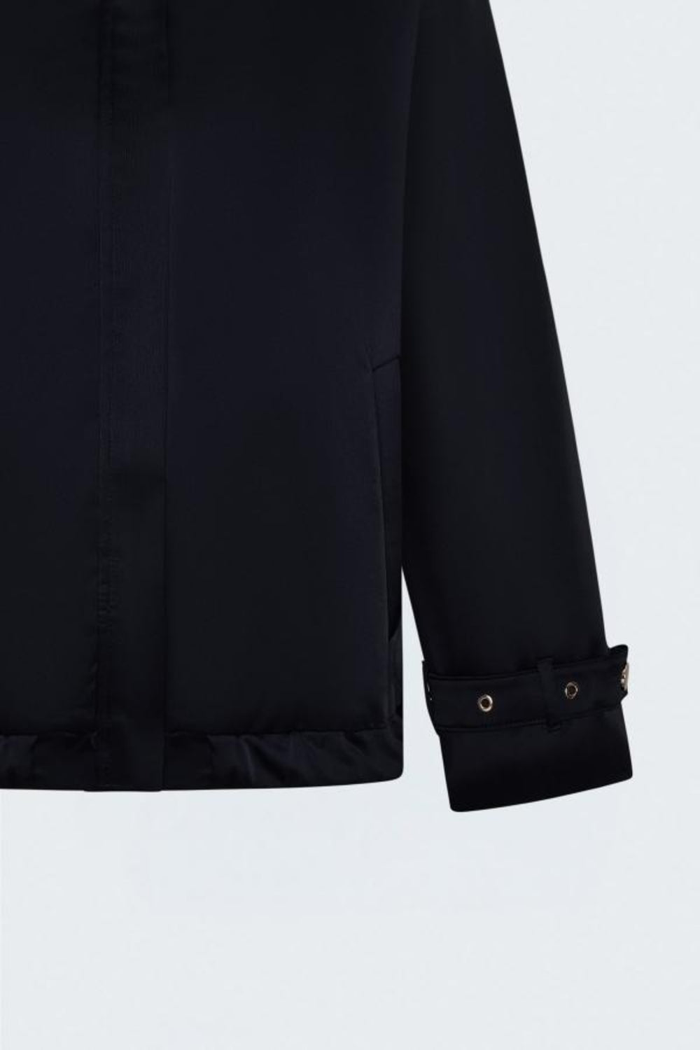 Lacivert Dik Yaka Saten Kadın Bomber Ceket