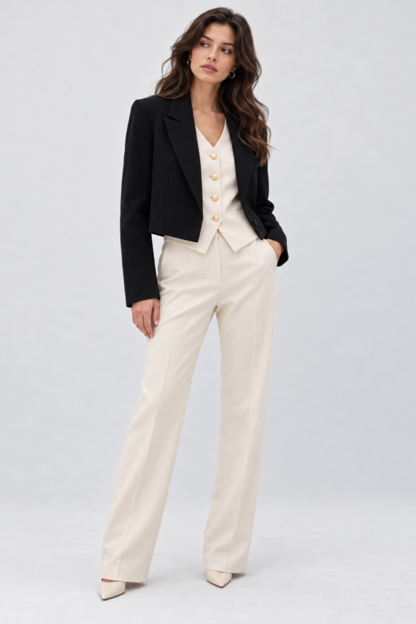 Siyah Kısa Krep Kadın Blazer Ceket
