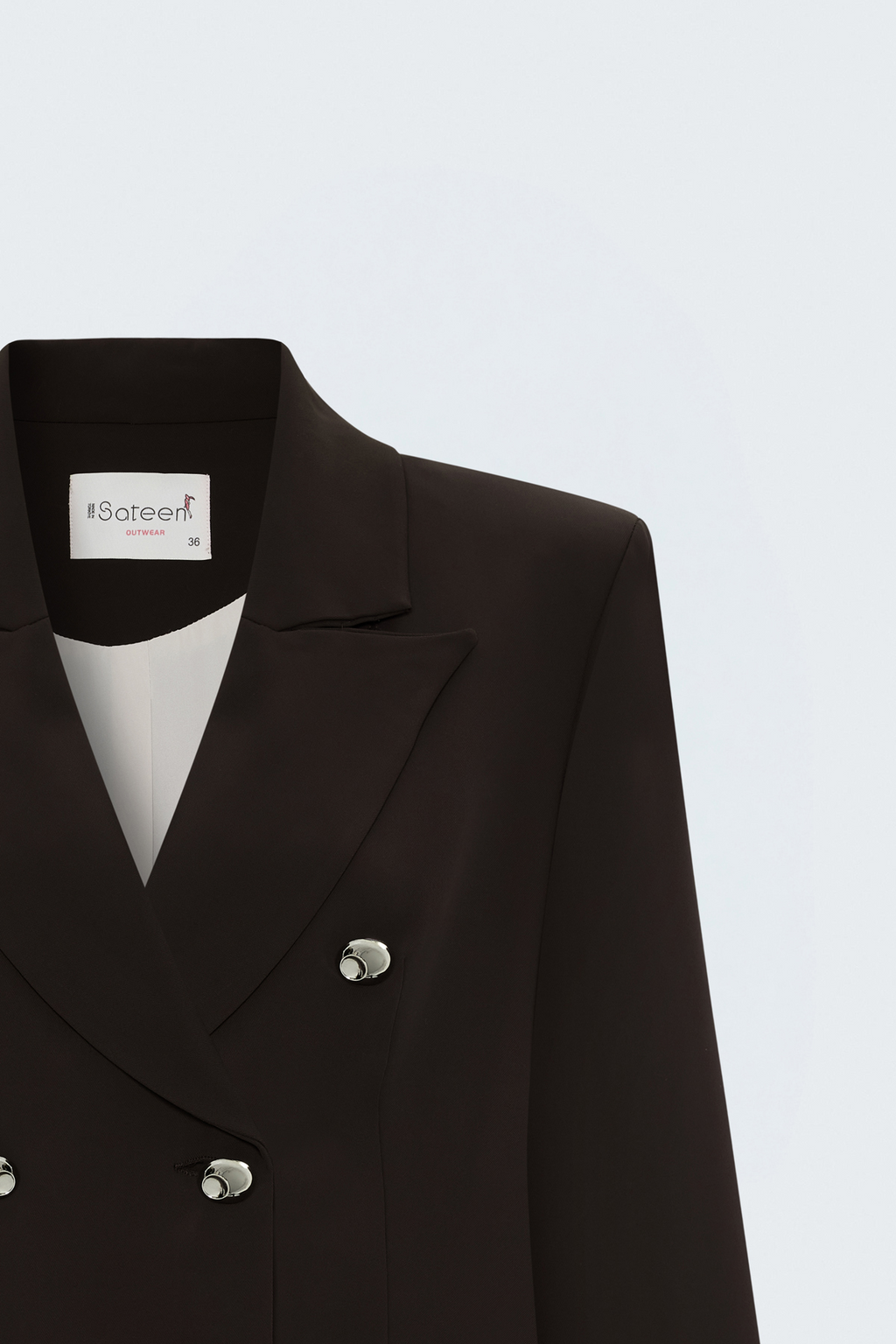 Kahverengi Kruvaze Metal Düğmeli Kadın Blazer Ceket