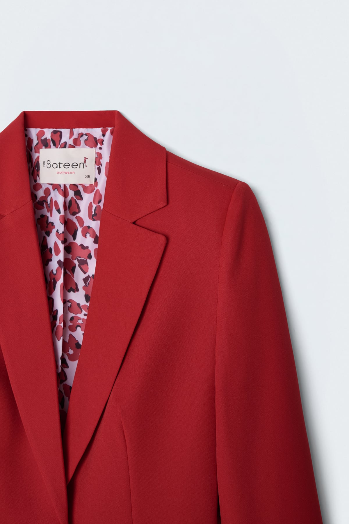 Kırmızı Tek Düğmeli Uzun Blazer Ceket