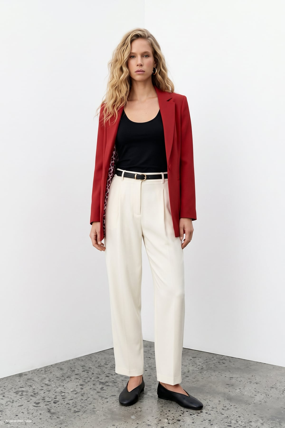 Kırmızı Tek Düğmeli Uzun Blazer Ceket
