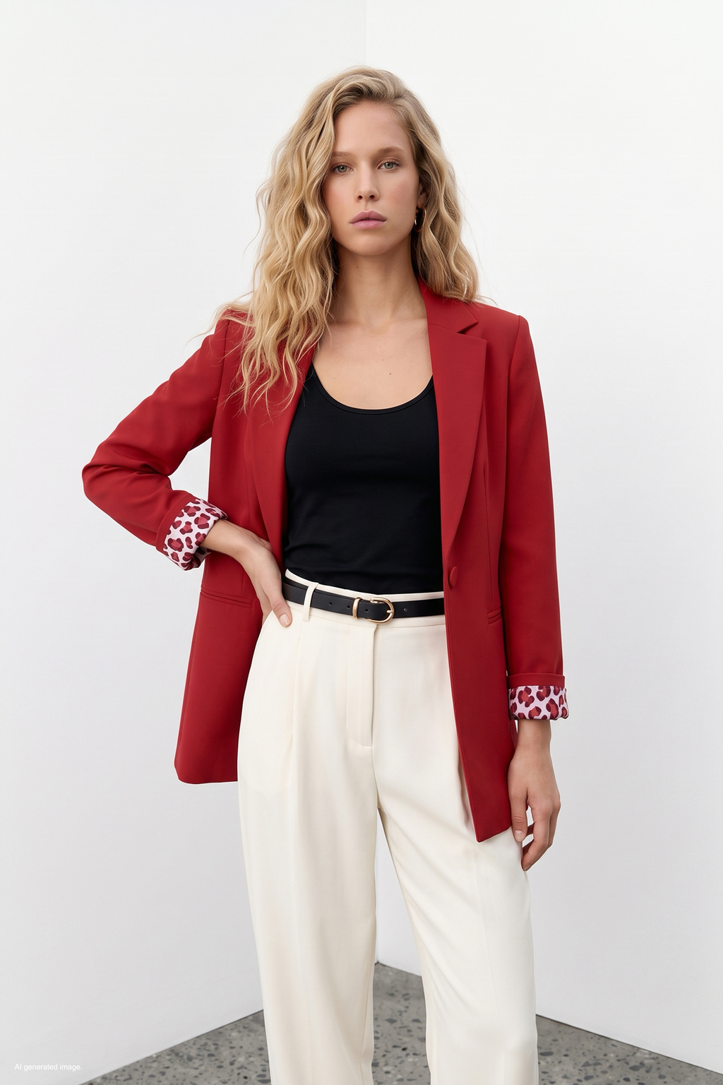 Kırmızı Tek Düğmeli Uzun Blazer Ceket