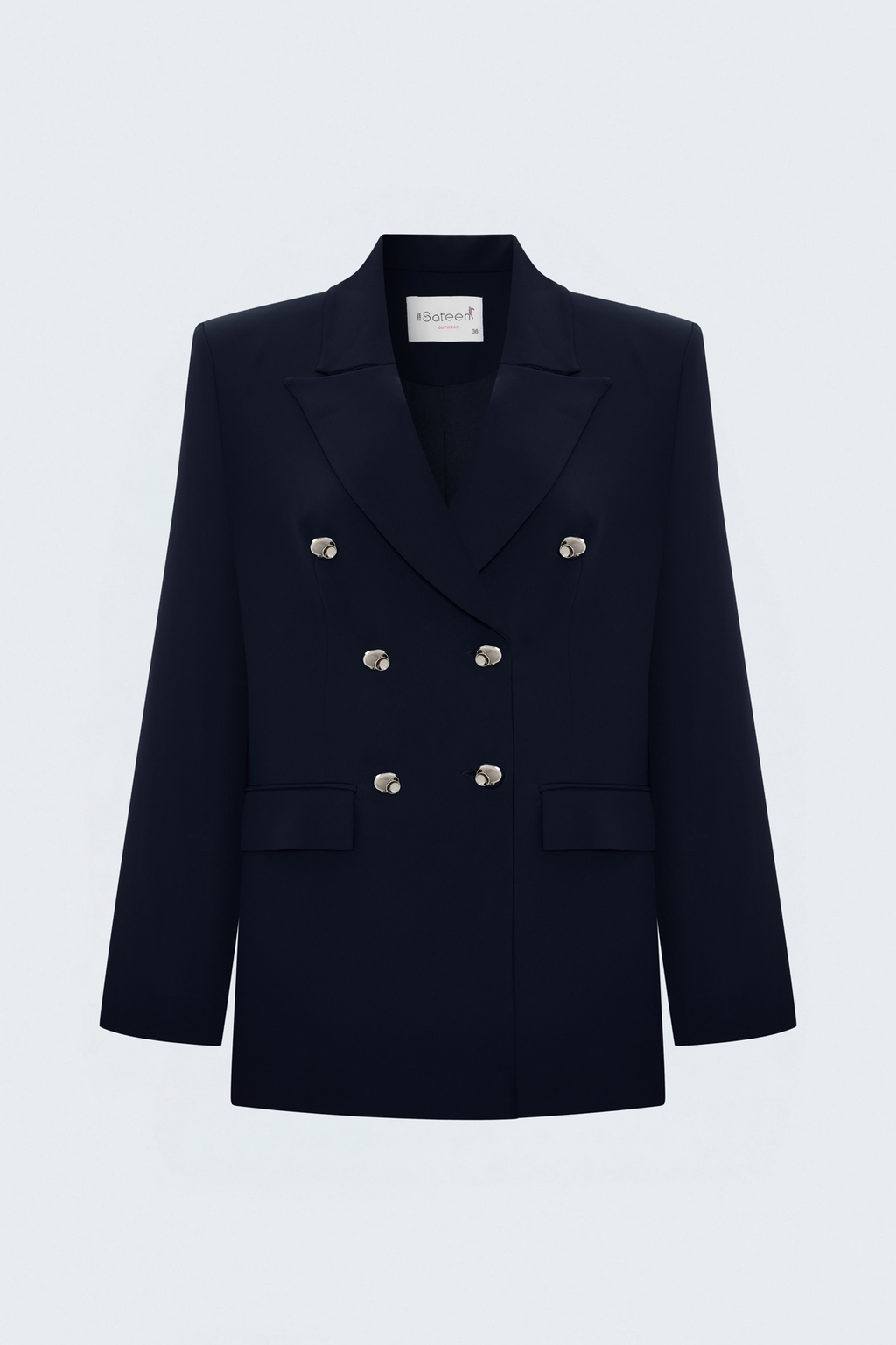 Lacivert Kruvaze Gold Düğmeli Kadın Blazer Ceket
