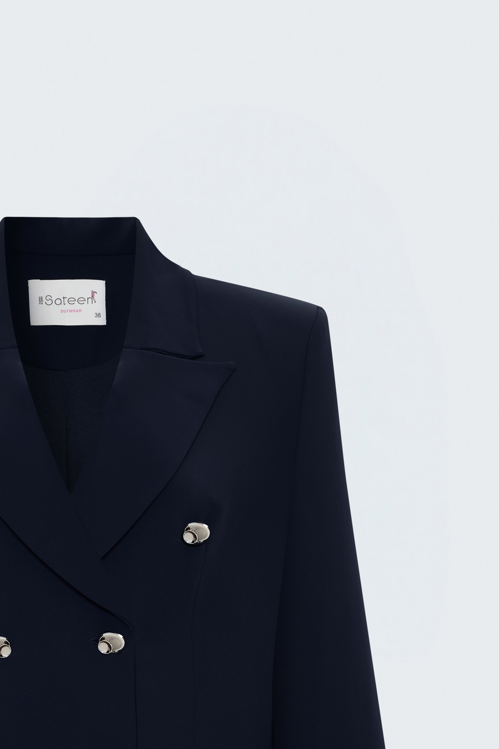 Lacivert Kruvaze Gold Düğmeli Kadın Blazer Ceket
