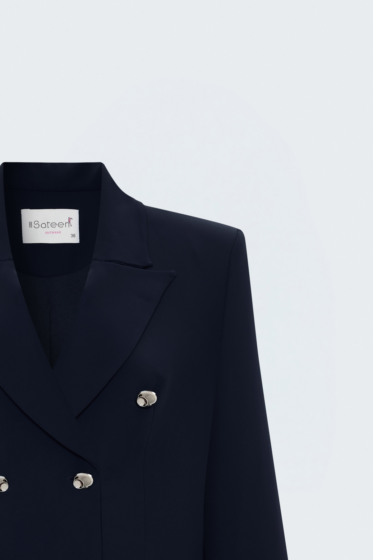 Lacivert Kruvaze Gold Düğmeli Kadın Blazer Ceket