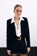 Siyah Kısa Krep Kadın Blazer Ceket
