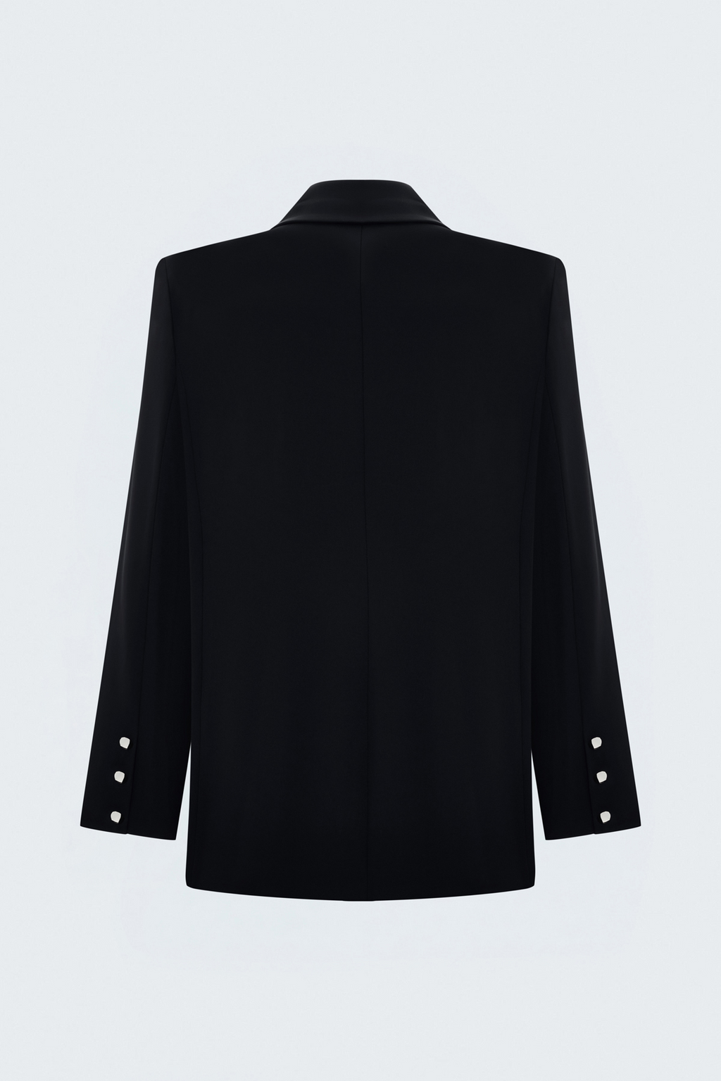 Siyah Kruvaze Metal Düğmeli Kadın Blazer Ceket
