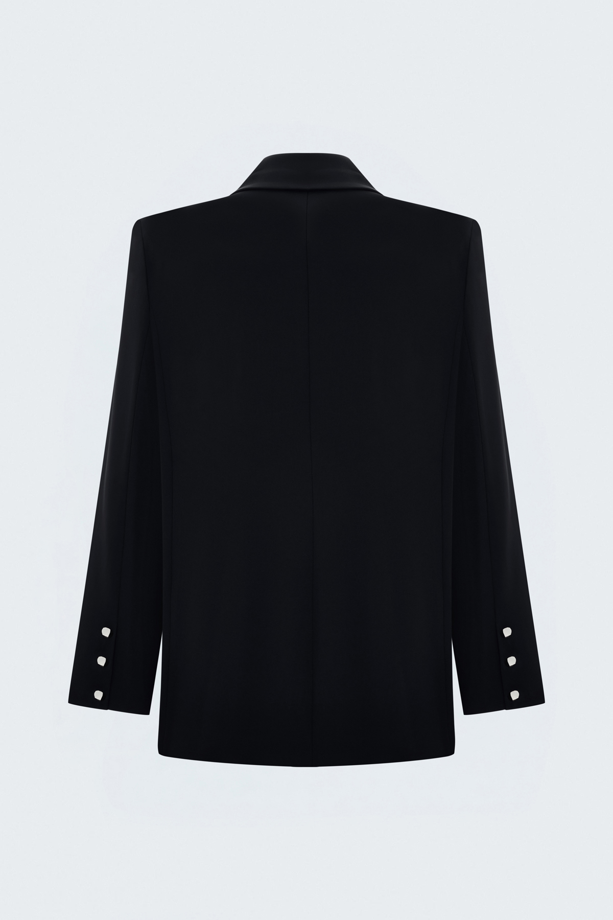 Siyah Kruvaze Metal Düğmeli Kadın Blazer Ceket