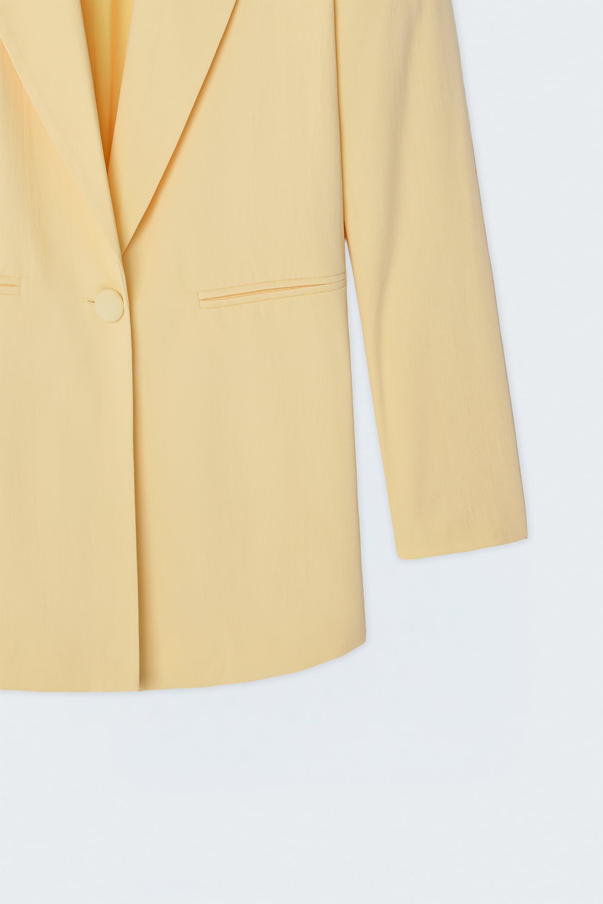Pastel Sarı Tek Düğmeli Klasik Blazer Ceket