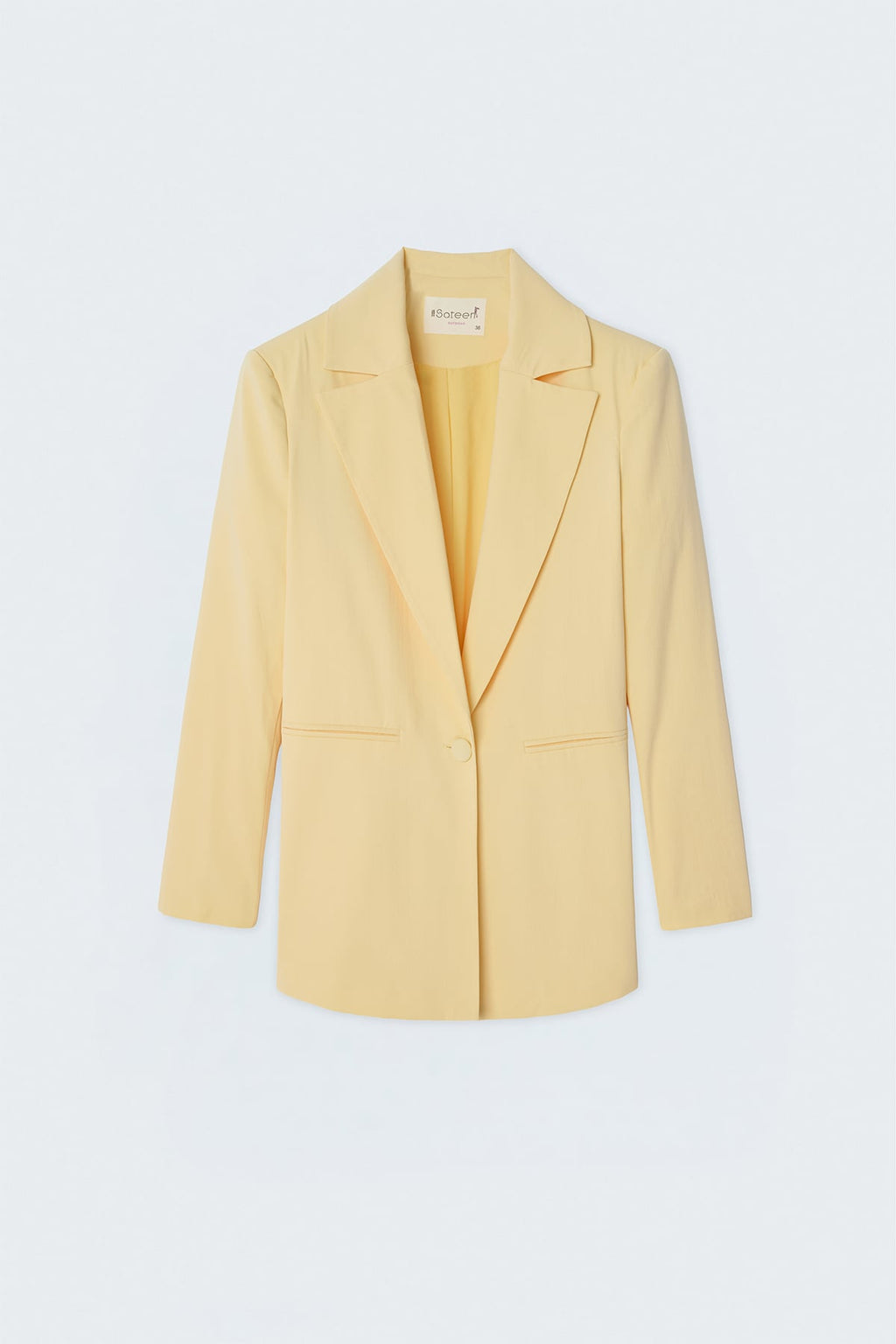 Pastel Sarı Tek Düğmeli Klasik Blazer Ceket