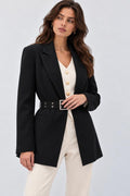 Siyah Kemerli Kadın Blazer Ceket