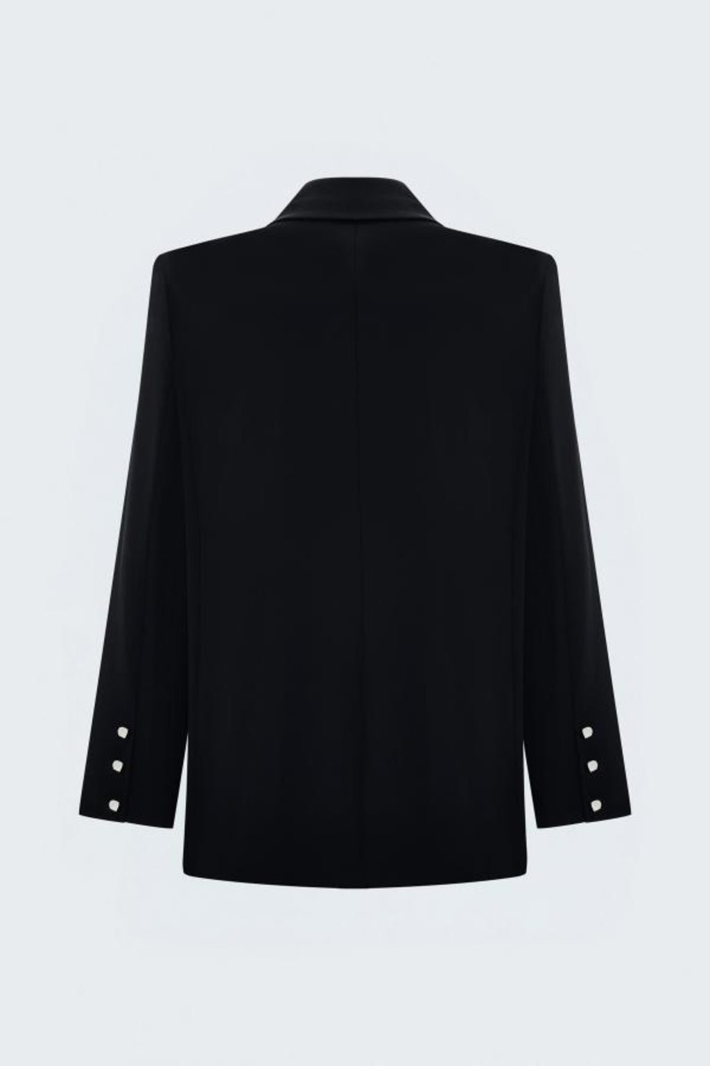 Siyah Kruvaze Metal Düğmeli Kadın Blazer Ceket